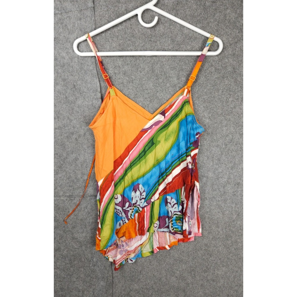 Jams World Voile Top Tank Shirt Women's Medium Abstract Floral Assymetrical **